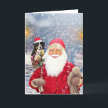 Cartão De Festividades Cão de montanha de Bernese dos presentes do Natal<br><div class="desc">Um Papai Noel que guardara uma montanha bonito de Bernese e presentes do Natal. Um presente perfeito do Natal para alguém que ama ou possui uma montanha de Bernese.</div>