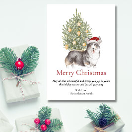 Cartão De Festividades Cão-de-Pé-de-Pé Preto-Branco e Cão-de-Pé de Árvore