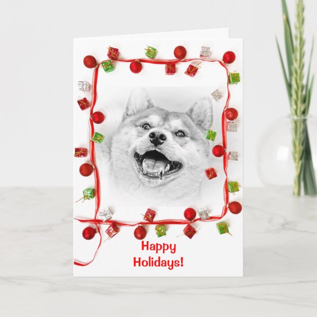 Cartão De Festividades Cão de sorriso de Shiba Inu (Frente)