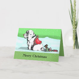 Cartão De Festividades CÃO do NATAL NA NEVE por Slipperywindow