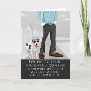 Cartão De Festividades Cão Fox Terrier e Papai Dia dos Pais Divertido
