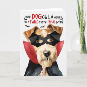 Cartão De Festividades Cão Fox Terrier Engraçado Conde DOGcula Halloween