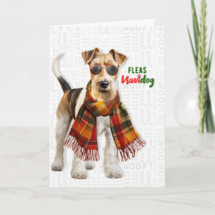 Cartão De Festividades Cão Fox Terrier Piadas Pulgas Navidog Natal