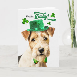 Cartão De Festividades Cão Fox Terrier Se Sentindo Sortudo Dia de São Pat