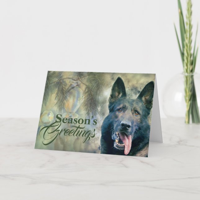 Cartão De Festividades Cão german shepherd - Pintura GSD (Frente)