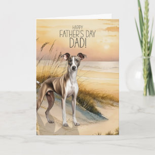 Cartão De Festividades Cão Greyhound Pôr do Sol Praia Dia dos Pais