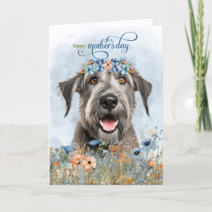 Cartão De Festividades Cão Irish Wolfhound Flores Silvestres Dia das Mães