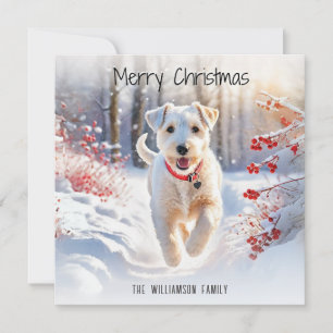 Cartão De Festividades Cão Lakeland Terrier Inverno Neve Feliz Natal