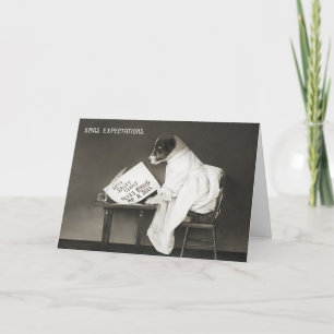 Cartão De Festividades Cão natal vintage - Escrevendo para Papais noeis