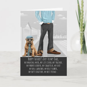 Cartão De Festividades Cão Shar Pei e Papai Dia dos Pais Divertido