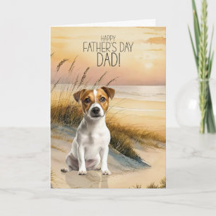 Cartão De Festividades Cão Terrier Jack Russell Pôr do Sol Praia Dia dos