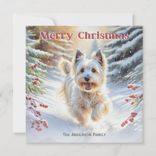 Cartão De Festividades Cão Terrier Skye Na Neve Feliz Natal