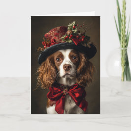 Cartão De Festividades Cão Vitoriano de Natal Brittany Spaniel
