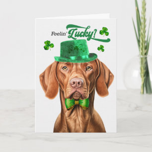 Cartão De Festividades Cão Vizsla Dia de São Patrício Sortudo