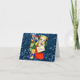 Cartão De Festividades Cãozinho no Natal - Balança Azul