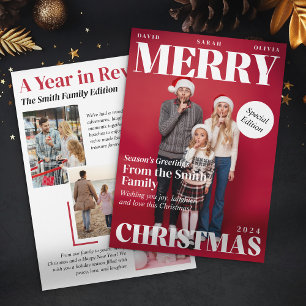 Cartão De Festividades Capa da Revista Feliz Natal Um Ano em Revisão