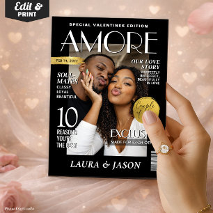 Cartão De Festividades Capa de Revista do Dia dos Namorados Personalizada
