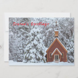 Cartão De Festividades Capela nevada na paisagem de inverno