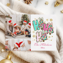 Cartão De Festividades Caprichoso 2 Fotos Ho Ho Ho Natal Família