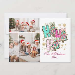 Cartão De Festividades Caprichoso 3 Fotos Ho Ho Ho Natal Família 