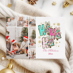 Cartão De Festividades Caprichoso 5 Fotos Ho Ho Ho Natal Família 