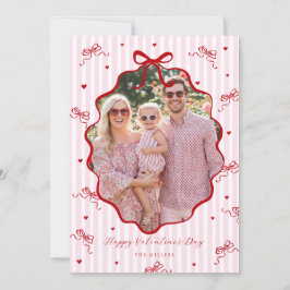 Cartão De Festividades Caprichoso Laço Rosa Vermelho Coração Feliz Dia do