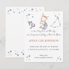 Cartão De Festividades Capricorn Zodiac Birth Announcement