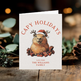 Cartão De Festividades Capy Holidays Cóta Capybara Feliz Foto de Natal