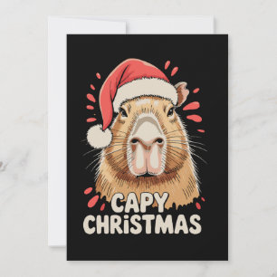 Cartão De Festividades Capy Natal Xmas Papai Noel Chapéu Capivara Roedor