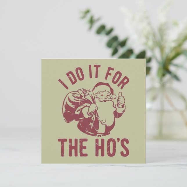 Cartão De Festividades Cara de Papai Noel de Natal Mal Educado Eu Faço Po (Em pé/Frente)