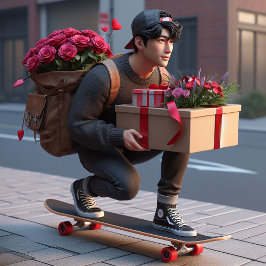 Cartão De Festividades Cara legal no skate com Namorados