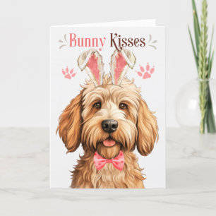 Cartão De Festividades Caramel Labradoodle Dog em Bunny Ears para Páscoa