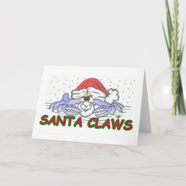 Cartão De Festividades Caranguejo de Natal papais noeis CLAWS (Frente)