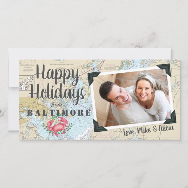 Cartão De Festividades Caranguejo Náutico + Chesapeake Maryland - Foto da (Frente)