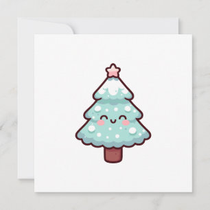 Cartão De Festividades Caráter Adorável da Árvore de Natal Kawaii