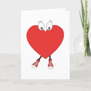 Cartão De Festividades Caráter de Amor com Curta Vermelho em Forma de Co