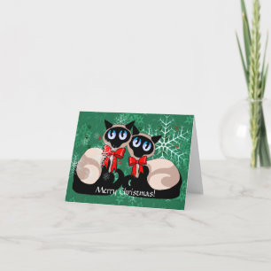 Cartão De Festividades Card - Christmas Siamese Cats