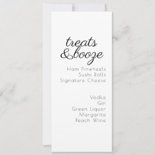 Cartão De Festividades Cardápio de Bebidas Pretas Brancas para Casamento