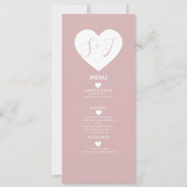 Cartão De Festividades Cardápio de Casamento Coração Branco Minimalista R