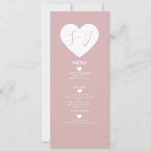 Cartão De Festividades Cardápio de Casamento Coração Branco Minimalista R