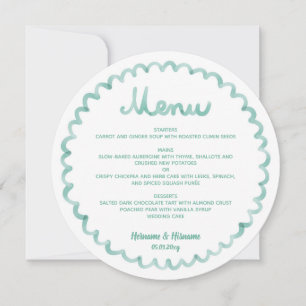 Cartão De Festividades Cardápio de Casamento em Moldura Verde Menta Redon