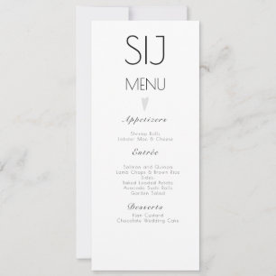 Cartão De Festividades Cardápio de Casamento Logo Coração Minimalista Mod