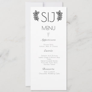Cartão De Festividades Cardápio de Casamento Logo de Galho Minimalista Mo