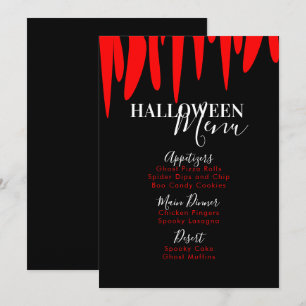 Cartão De Festividades Cardápio de Festa de Halloween de Sangue de Vampir