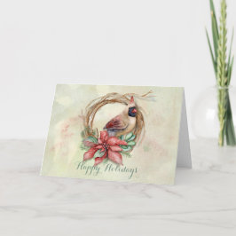 Cartão De Festividades Cardeal de inverno com Poinsettia - Personalizar