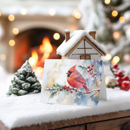 Cartão De Festividades Cardeal de Natal