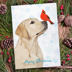Cartão De Festividades Cardeal de Natal do Laboratório Amarelo - Cão La