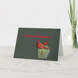 Cartão De Festividades Cardeal e caixa de presente (Feliz Natal)