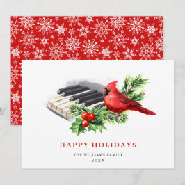 Cartão De Festividades Cardeal Vermelho Holly Berry Saudação de Natal