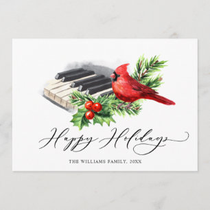 Cartão De Festividades Cardeal Vermelho Holly Berry Saudação de Natal